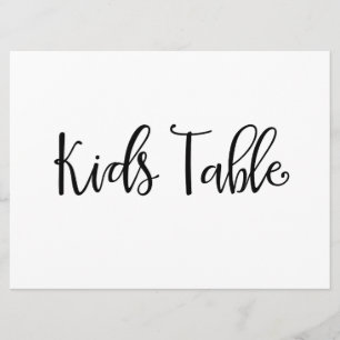 Calligrafie   "Kinder tafel" bruiloft Kaart