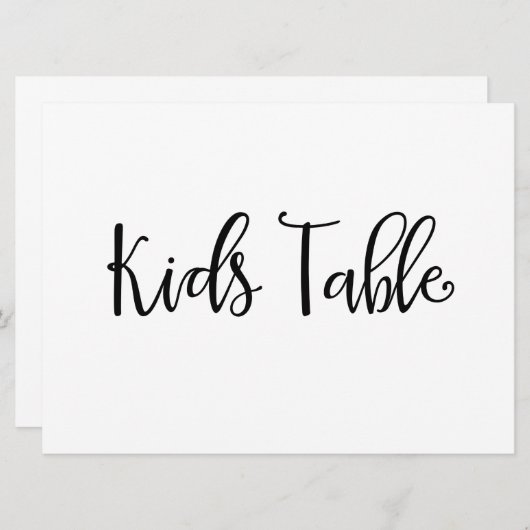 Calligrafie | "Kinderen Tafel" Trouwbord Kaart (Voorkant / Achterkant)