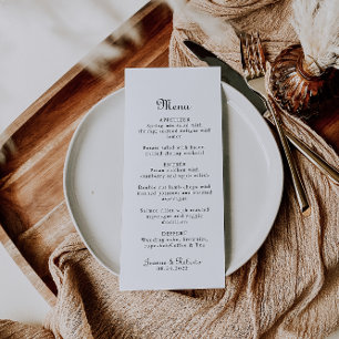 Calligrafie Klassieke minimalistische bruiloft Menu