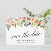 Calligrafie Koraal Floral sparen de Datum Kaart (Staand voorkant)