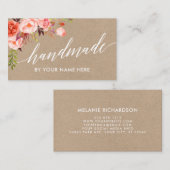 Calligrafie Koral Floral Handgemaakt Kraft Style Visitekaartje (Voorkant / Achterkant)