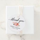 Calligrafie Koral Floral Weddenschap Bedankt Bedankjes Labels (In situ)