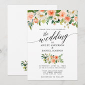 Calligrafie Koral Floral Wedding W Kaart (Voorkant / Achterkant)