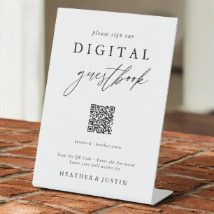 Calligrafie Korte QR-code Digitaal gastboek Reclamebord Met Voetstuk