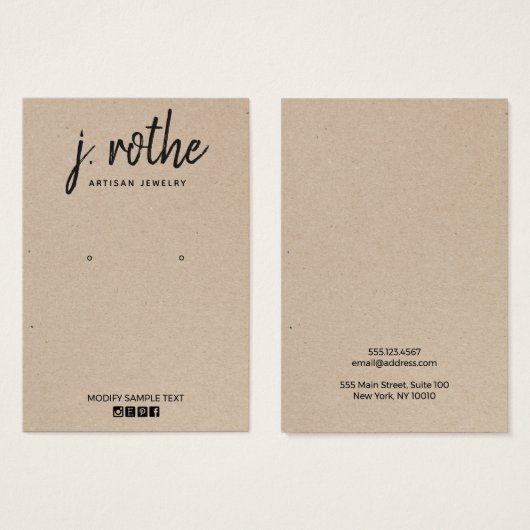 Calligrafie Kraft Handmade Earning Display Visitekaartje (Voorkant /achterkant)