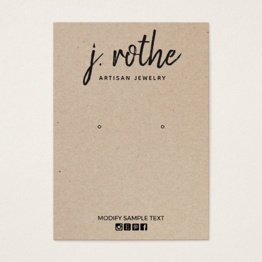 Calligrafie Kraft Handmade Earning Display Visitekaartje (Voorkant)
