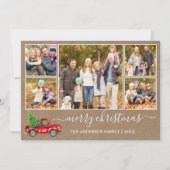 Calligrafie Kraft Kerstrood Vrachtwagen 5 Foto Feestdagenkaart (Voorkant)