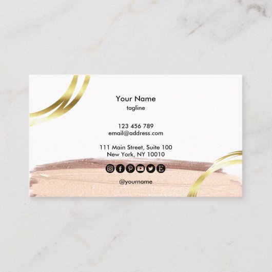 Calligrafie-kunst moderne zwarte roze branche visitekaartje (Achterkant)