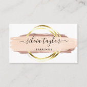 Calligrafie-kunst moderne zwarte roze branche visitekaartje (Voorkant)