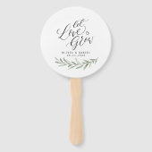 Calligrafie "Let Love Grow" Rustic Greenery Handwaaier (Voorkant)