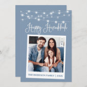 Calligrafie Licht Instant Camera Foto Hanukkah Feestdagenkaart (Voorkant / Achterkant)