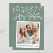 Calligrafie Licht Instant Camera Foto Sage Green Feestdagenkaart (Voorkant / Achterkant)