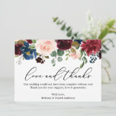 Calligrafie Liefde Bedankt Bourgondië Blauwe Bloem (Staand voorkant)