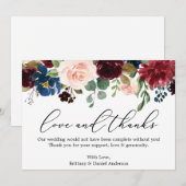 Calligrafie Liefde Bedankt Bourgondië Blauwe Bloem (Voorkant / Achterkant)