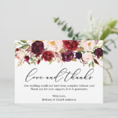 Calligrafie Liefde Bedankt Bourgondië Bloemen (Staand voorkant)