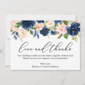 Calligrafie Liefde Bedankt Klassieke blauwe roze F (Voorkant)