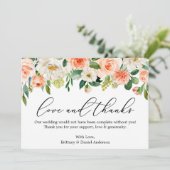 Calligrafie Liefde Bedankt Koraal Witte Floral (Staand voorkant)