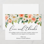 Calligrafie Liefde Bedankt Koraal Witte Floral (Voorkant / Achterkant)