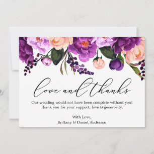 Calligrafie Liefde Bedankt Paarse Violet Floral