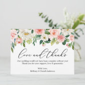 Calligrafie Liefde Bedankt Roze witte flora (Staand voorkant)