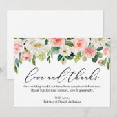 Calligrafie Liefde Bedankt Roze witte flora (Voorkant / Achterkant)