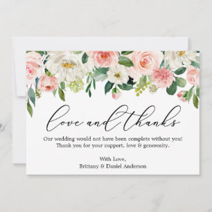 Calligrafie Liefde Bedankt Roze witte flora