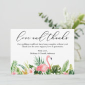 Calligrafie Liefde Bedankt Tropisch Roze Flamingo (Staand voorkant)