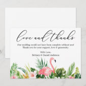 Calligrafie Liefde Bedankt Tropisch Roze Flamingo (Voorkant / Achterkant)