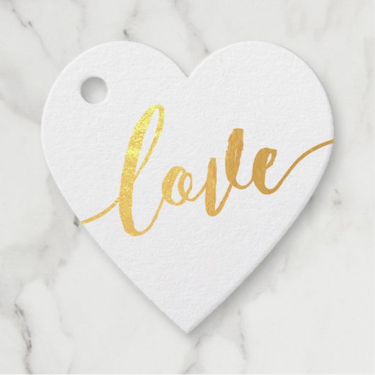Calligrafie Liefde Hart Elk Feest ECHT FOIL Bedankjes Labels (Voorkant)