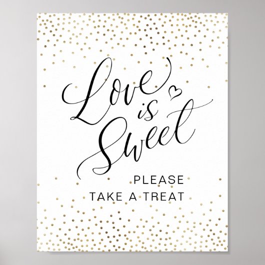 Calligrafie "Liefde is Zoet" Pak een Kleinigheid Poster (Voorkant)