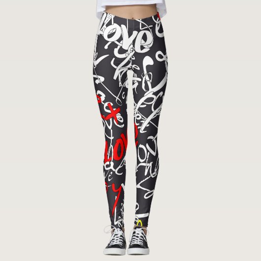 Calligrafie Liefde Yoga Leggings (Voorkant)