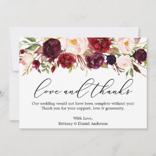 Calligrafie Love Bedankt Burgundy Floral