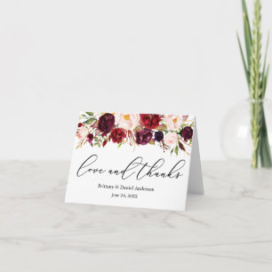 Calligrafie Love Bedankt Burgundy Floral Note
