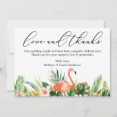 Calligrafie Love Bedankt Coral Tropical Flamingo (Voorkant)