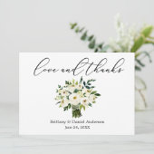 Calligrafie Love Bedankt Green Floral Bouquet (Staand voorkant)