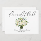 Calligrafie Love Bedankt Green Floral Bouquet (Voorkant / Achterkant)