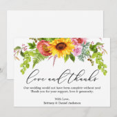 Calligrafie Love Bedankt Sunflower Greeneral Flora (Voorkant / Achterkant)