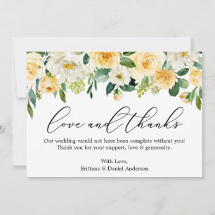 Calligrafie Love Bedankt Yellow White Floral