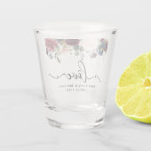 Calligrafie Love Burgundy Floral Wedding Shot Glas (Achterkant)