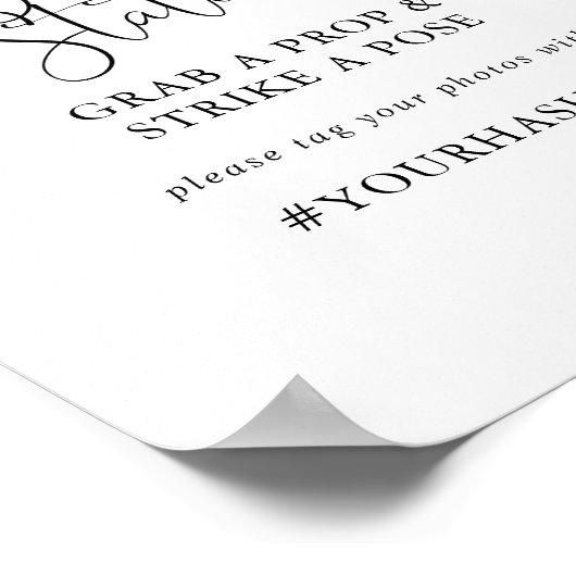 Calligrafie Love Fancy Script Selfie Station Sign. Poster (Hoek)