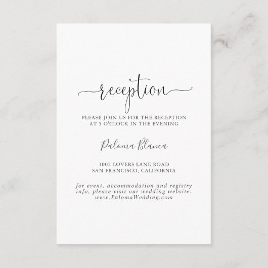 Calligrafie Love Fancy Script Weddenschappen Recep Informatiekaartje (Voorkant)