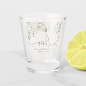 Calligrafie Love Green Floral Wedding Shot Glas (Achterkant)