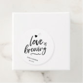 Calligrafie Love is Brewing Wedding Bedankjes Labels (In situ)