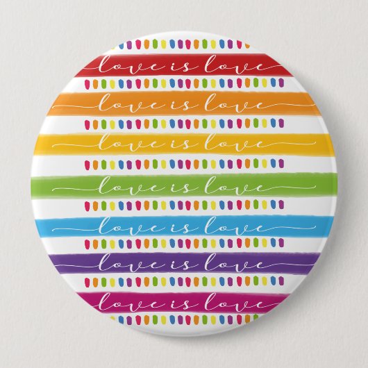 Calligrafie Love is Love Rainbow Pride Ronde Button 4,0 Cm (Voorkant)