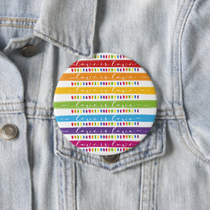 Calligrafie Love is Love Rainbow Pride Ronde Button 4,0 Cm