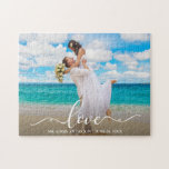 Calligrafie Love Wedding Photo Legpuzzel<br><div class="desc">Elegant Calligrafie Script Love Weddenschap Foto Jigzaag Puzzle</div>
