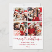 Calligrafie Manuscript Harart Kerstmis 4 Fotorood Feestdagenkaart (Voorkant)