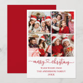 Calligrafie Manuscript Harart Kerstmis 4 Fotorood Feestdagenkaart (Voorkant / Achterkant)