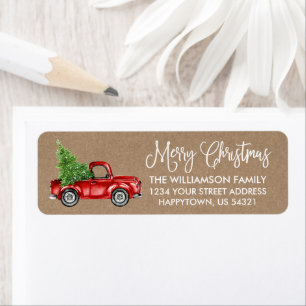 Calligrafie Manuscript Kraft  Truck Kerstmis Etiket