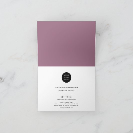 calligrafie manuscript-Moderne-Mauve-Bedrijfs Bedankkaart (Binnen)